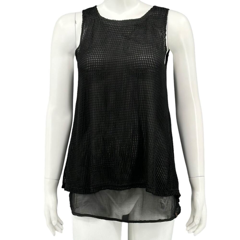 Rudsak Top Womens XS Black Ofiran Sleeveless Hi‎ Lo Netted Sheer Layered Grunge